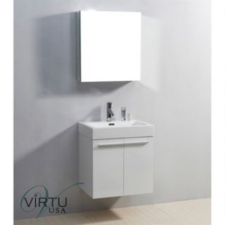 Virtu USA 24 Midori Single Sink Bathroom Vanity with Polymarble Countertop   Gl