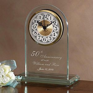 Engraved 50th Anniversary Beveled Glass Clock