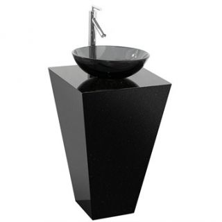 Esprit Custom Bathroom Pedestal Vanity   Black Granite w/ Smoke Glass Sink