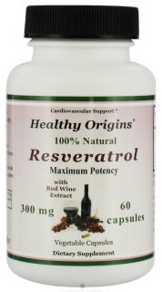 Healthy Origins   Resveratrol with Red Wine Extract 300 mg.   60 Vegetarian Capsules
