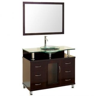 Charlton 48 Bathroom Vanity with Drawers   Espresso w/ Clear or Frosted Glass C