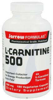 Jarrow Formulas   L Carnitine 500 mg.   180 Vegetarian Capsules