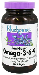 Bluebonnet Nutrition   Plant Based Omega 3 6 9 1000 mg.   90 Softgels