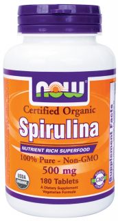 NOW Foods   Spirulina 500 mg.   180 Tablets