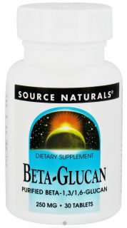 Source Naturals   Beta Glucan Purified Beta  1,3/1,6 Glucan 250 mg.   30 Tablets