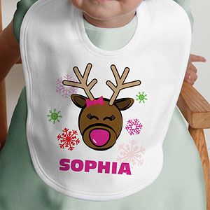 Personalized Christmas Reindeer Baby Bibs