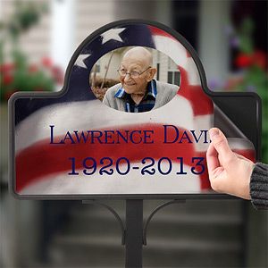 Personalized American Flag Photo Memorial Stake