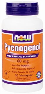 NOW Foods   Pycnogenol Free Radical Scavenger with Acerola & Rutin 60 mg.   50 Vegetarian Capsules