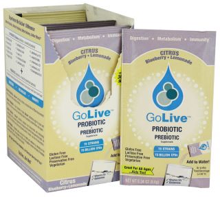GoLive   Probiotic & Prebiotic 15 Strains Citrus Blueberry Lemonade   10 x .34 oz. Packets