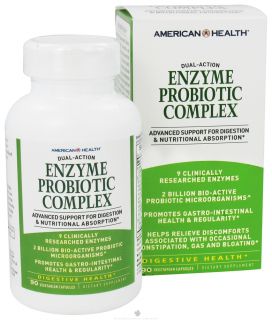 American Health   Enzyme Probiotic Complex Dual Action   90 Vegetarian Capsules