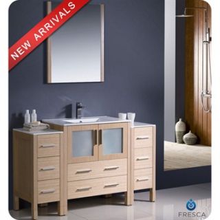 Fresca Torino 54 Light Oak Modern Bathroom Vanity with 2 Side Cabinets & Integr