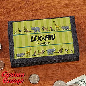 Personalized Kids Wallet   Curious George Zoo