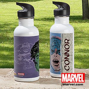 Personalized Marvel Comics Water Bottles   Wolverine, Iron Man, Hulk, Thor
