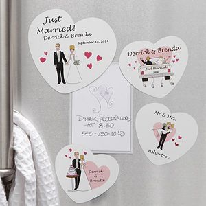 Personalized Bride & Groom Wedding Magnets   Just Married