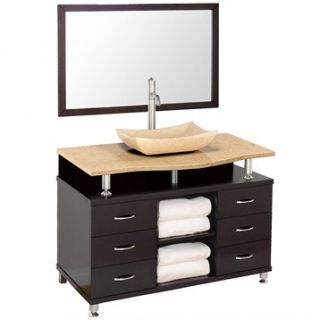 Accara II 48 Bathroom Vanity with Drawers   Espresso w/ Ivory Marble Counter