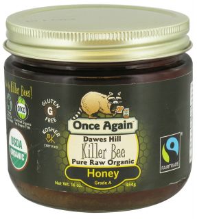 Once Again   Dawes Hills Pure Raw Organic Grade A Honey Killer Bee   16 oz.