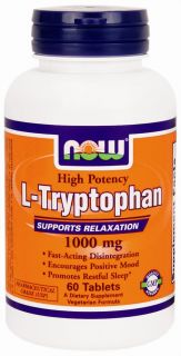 NOW Foods   L Tryptophan High Potency 1000 mg.   60 Tablets