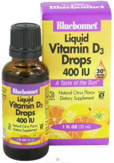 Bluebonnet Nutrition   Liquid Vitamin D3 Drops Natural Citrus Flavor 400 IU   1 oz.