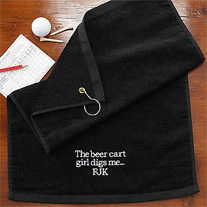 Embroidered Black Personalized Golf Towels   You Design It