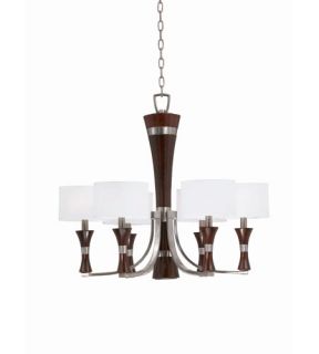 Brady 6 Light Chandeliers in Brushed Steel And Wood 32703