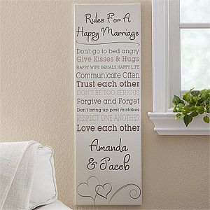 Personalized Canvas Art   Rules for A Happy Marriage