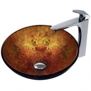 VIGO Livorno Glass Vessel Sink and Erasma Faucet Set in Chrome