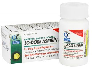 Quality Choice   Enteric Safety Coated Lo Dose Aspirin 81 mg.   120 Tablets