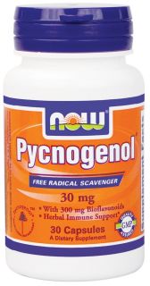 NOW Foods   Pycnogenol Free Radical Scavenger with 300 mg Bioflavonoids 30 mg.   30 Capsules