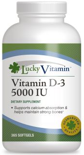 LuckyVitamin   Vitamin D 3 5000 IU   365 Softgels