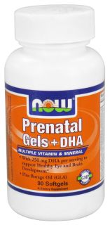 NOW Foods   Prenatal Gels + DHA Multiple Vitamin & Mineral   90 Softgels