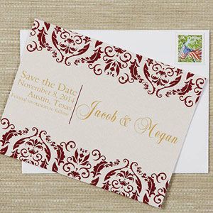 Personalized Wedding Save The Date Cards   Classic Damask