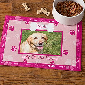 Personalized Dog Bowl Mats   Pink   Throw Me A Bone