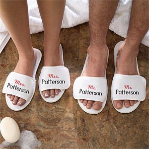 Embroidered Mr and Mrs Terry Spa Slippers   Mr and Mrs Collection