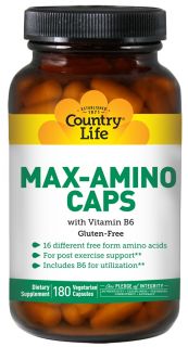 Country Life   Max Amino Caps with Vitamin B 6   180 Vegetarian Capsules