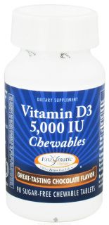 Enzymatic Therapy   Vitamin D3 Chocolate Flavor 5000 IU   90 Chewable Tablets