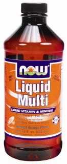 NOW Foods   Liquid Multi Liquid Vitamin & Mineral   Iron Free with Xylitol Tropical Orange Flavor   16 oz.