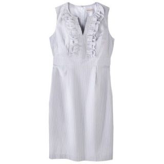 Merona Womens Seersucker Ruffle Neck Dress   Grey/White   2