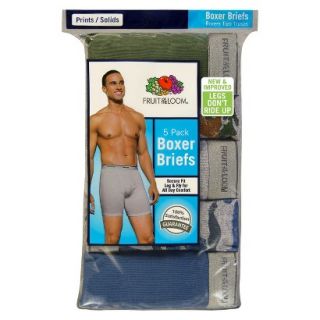 Fruit of the Loom Mens 5 Pack Black and Gray Boxer Briefs   M