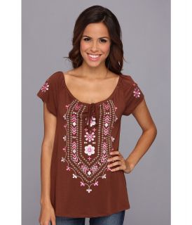 Roper 9040 Poly Rayon Jersey Peasant Top Womens Short Sleeve Pullover (Brown)