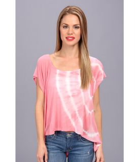 Brigitte Bailey Circle Tye Dye Top Womens Short Sleeve Pullover (Pink)