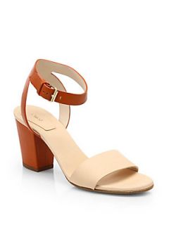 Chloe Leather Ankle Strap Sandals   Ivory Luggage