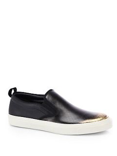 Gucci Faded Diamante Leather Slip On Sneakers   Black Gold