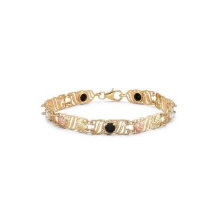 Black Hills Gold Bracelet, 9 Onyx & Cubic Zirconia Bracelet, Womens