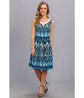 Anne Klein Vintage Ikat Swing Dress Womens Dress (Blue)