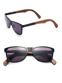 Shwood Canby Walnut & Titanium Sunglasses   Black