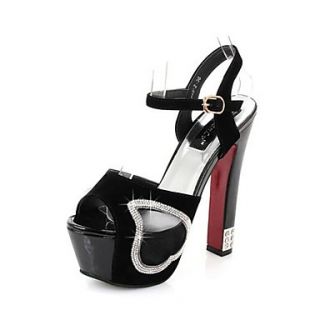 Leatherette Womens Chunky Heel Sling back Sandals with Rhinestone Shoes