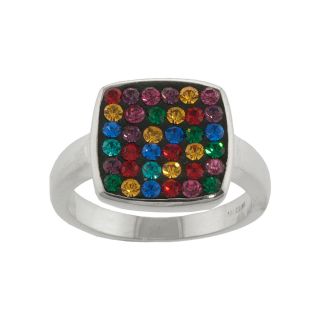 Bridge Jewelry Pure Silver Plated metal Multicolor Crystal Ring