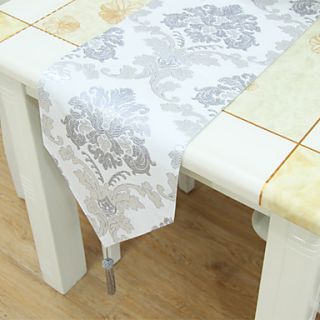 Silver Thread Floral Pattern Table Runner