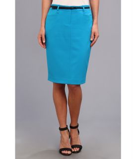 Calvin Klein Belted Pencil Skirt Womens Skirt (Blue)