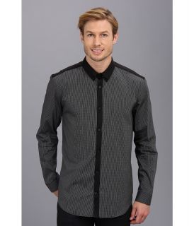 Elie Tahari Steve Shirt Mini Check w/ Solid Yoke JN00W503 Mens Long Sleeve Button Up (Black)